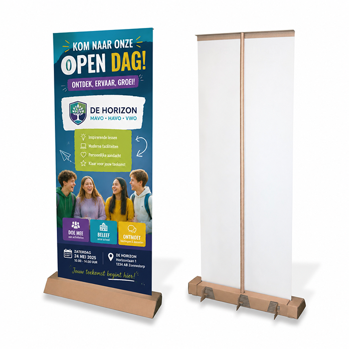 Kartonnen roll-up banner